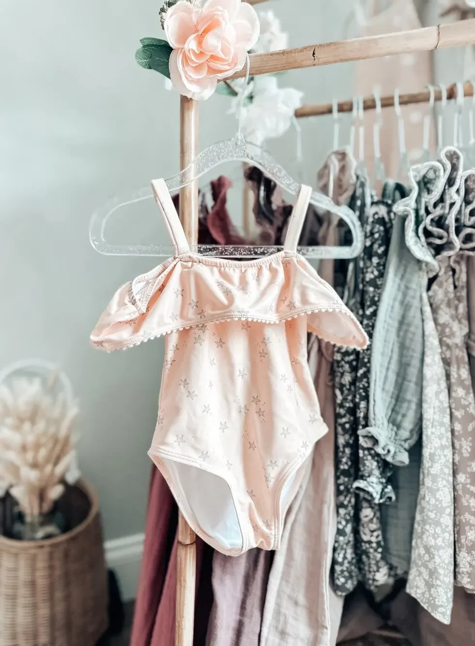 Darling Rylee + Cru Starfish Flounce Top Cold Shoulder Swimsuit 12-18mths